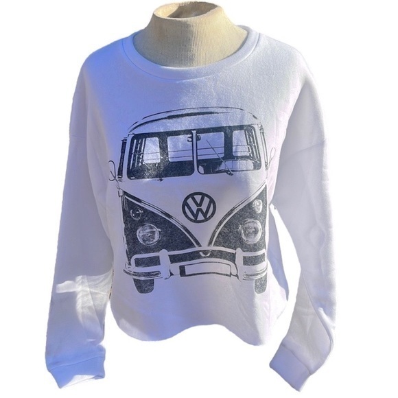 Volts Wagon Van Cropped Sweatshirt White and Black Womens Size Medium - Picture 1 of 6
